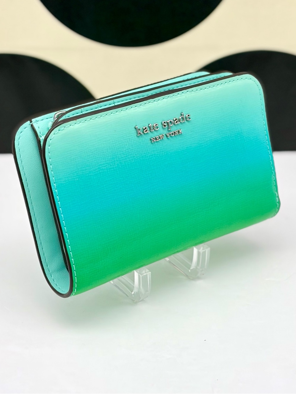 Kate Spade Morgan Ombré Compact Wallet in Mint Liqueur Multi NWT - Picture 6 of 13